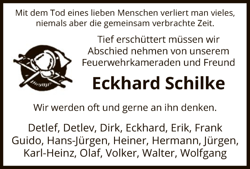  Traueranzeige für Eckhard Schilke vom 28.11.2019 aus Uelzen