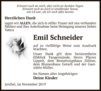 Traueranzeige von Emil Schneider von Uelzen