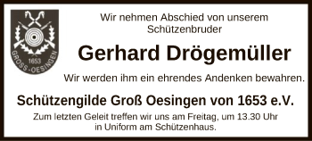 Traueranzeige von Gerhard Drögemüller von Uelzen