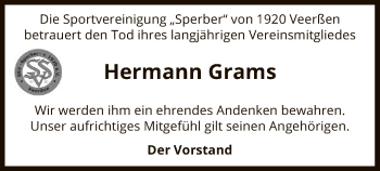 Traueranzeige von Hermann Grams von Uelzen