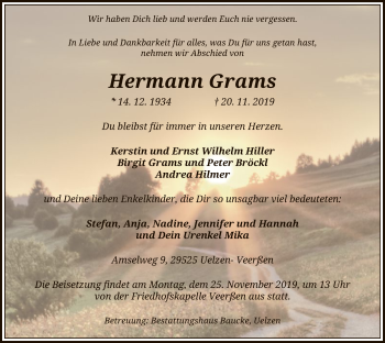 Traueranzeige von Hermann Grams von Uelzen