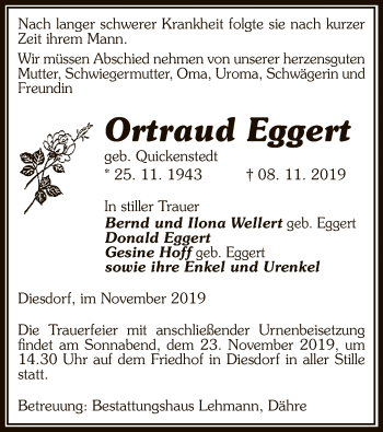 Traueranzeige von Ortraud Eggert von Uelzen