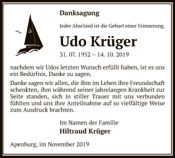 Traueranzeige von Udo Krüger von Uelzen