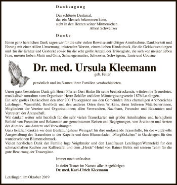 Traueranzeige von Ursula Kleemann von Uelzen