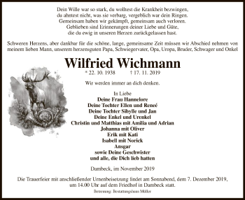 Traueranzeige von Wilfried Wichmann von Uelzen