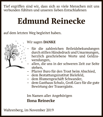 Traueranzeige von Edmund Reinecke von Uelzen