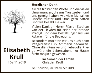 Traueranzeige von Elisabeth Krull von Uelzen