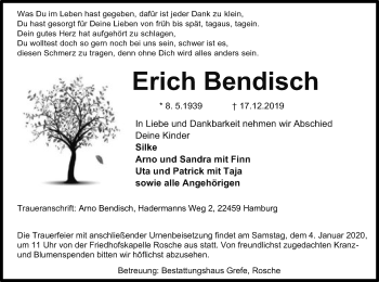 Traueranzeige von Erich Bendisch von Uelzen