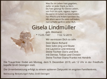 Traueranzeige von Gisela Lindmüller von Uelzen