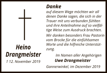 Traueranzeige von Heino Drangmeister von Uelzen