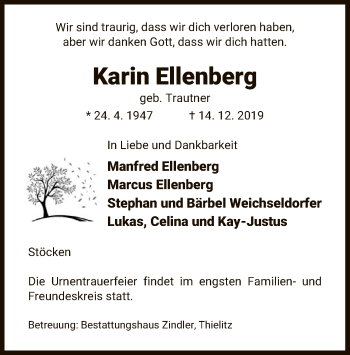 Traueranzeige von Karin Ellenberg von Uelzen