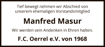 Traueranzeige von Manfred Masur von Uelzen