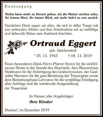 Traueranzeige von Ortraud Eggert von Uelzen