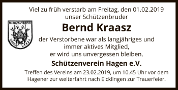 Traueranzeige von Bernd Kraasz von Uelzen