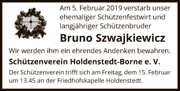 Traueranzeige von Bruno Szwajkiewicz von Uelzen