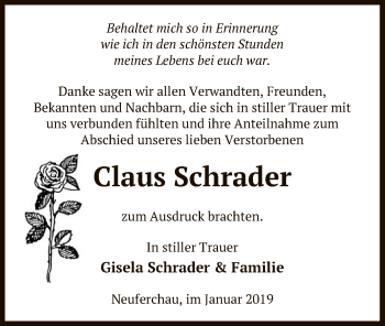 Traueranzeige von Claus Schrader von Uelzen