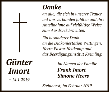 Traueranzeige von Frank Imort von Uelzen