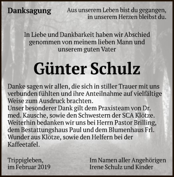 Traueranzeige von Günter Schulz von Uelzen