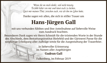 Traueranzeige von Hans-Jürgen Gall von Uelzen