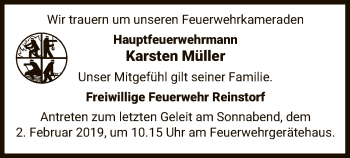 Traueranzeige von Karsten Müller von Uelzen