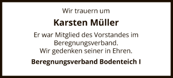 Traueranzeige von Karsten Müller von Uelzen