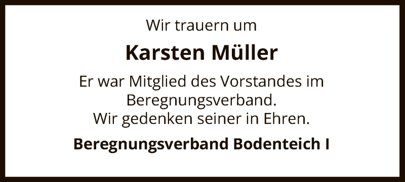  Traueranzeige für Karsten Müller vom 01.02.2019 aus Uelzen