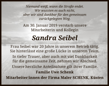 Traueranzeige von Sandra Seibel von Uelzen