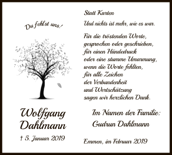 Traueranzeige von Wolfgang Dahlmann von Uelzen