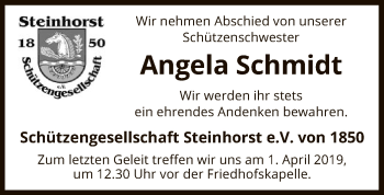 Traueranzeige von Angela Schmidt von Uelzen