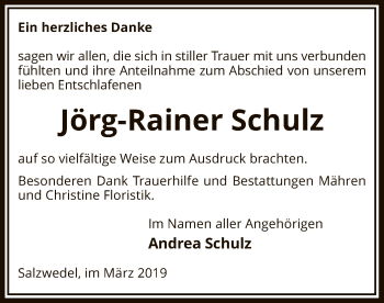 Traueranzeige von Jörg-Rainer Schulz von Uelzen