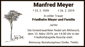 Traueranzeige von Manfred Meyer von Uelzen