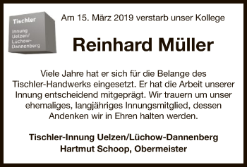 Traueranzeige von Reinhard Müller von Uelzen