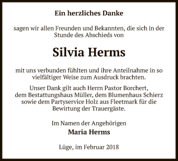 Traueranzeige von Silvia Herms von Uelzen