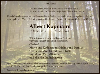 Traueranzeige von Albert Kopmann von Uelzen