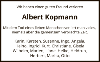 Traueranzeige von Albert Kopmann von Uelzen