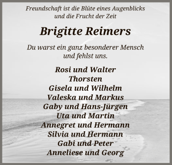 Traueranzeige von Brigitte Reimers von Uelzen