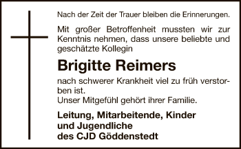Traueranzeige von Brigitte Reimers von Uelzen