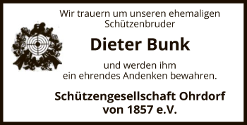 Traueranzeige von Dieter Bunk von Uelzen