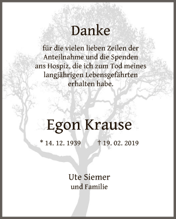 Traueranzeige von Egon Krause von Uelzen