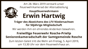 Traueranzeige von Erwin Hartwig von Uelzen