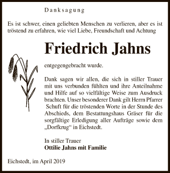 Traueranzeige von Friedrich Jahns von Uelzen