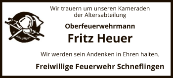 Traueranzeige von Fritz Heuer von Uelzen