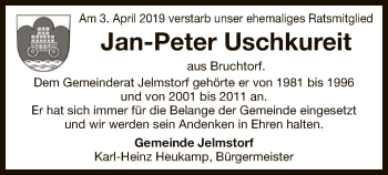 Traueranzeige von Jan-Peter Uschkureit von Uelzen