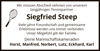 Traueranzeige von Siegfried Steep von Uelzen