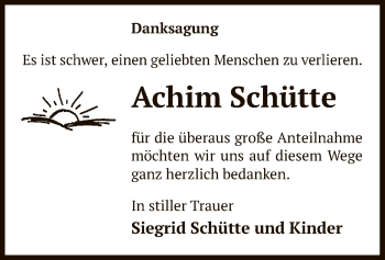 Traueranzeige von Achim Schütte von Uelzen