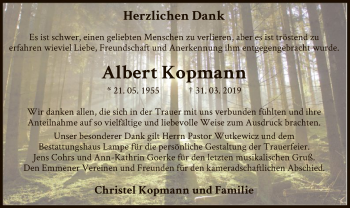 Traueranzeige von Albert Kopmann von Uelzen