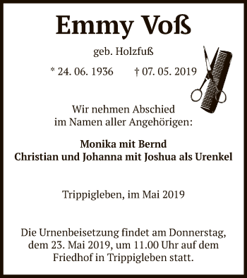 Traueranzeige von Emmy Voß von Uelzen