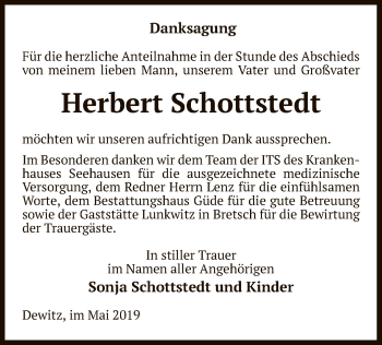 Traueranzeige von Herbert Schottstedt von Uelzen