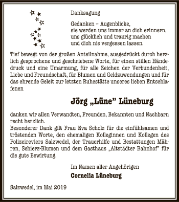 Traueranzeige von Jörg Lüneburg von Uelzen