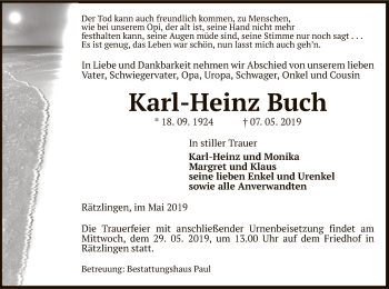 Traueranzeige von Karl-Heinz Buch von Uelzen